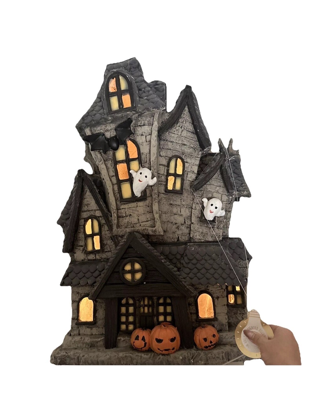 NEW HUGE 2 Ft Tall LED Lighted Halloween Haunted House Mansion Ghosts Pumpkins